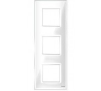 Рамка на 3 поста вертикальная стеклянная белая "Эстетика"