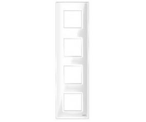 Рамка на 4 поста вертикальная стеклянная белая "Эстетика"