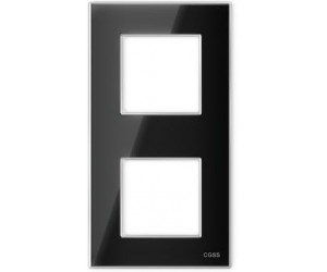 Рамка на 2 поста вертикальная стеклянная черная "Эстетика"