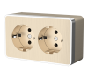 Розетка двойная с заземлением Gallant (шампань рифленый) WL15-02-03