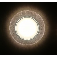 Светильник встр. искристый с подсветкой "Модерн" Светло-розовый / Хром Ecola GX53 H4 LD7069