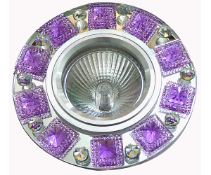 Светильник  точечный FT 501зеркальный + сиреневые кристаллы