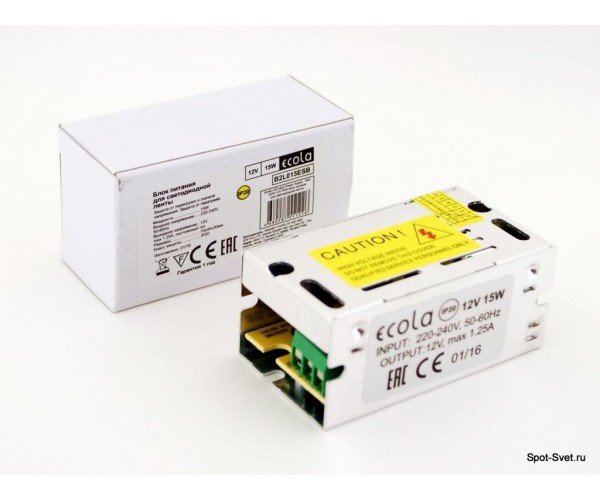 Трансформатор для светодиодной ленты Ecola 15W 220V-12V IP20 