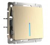 Выключатель одноклавишный с подсветкой (шампань рифленый)